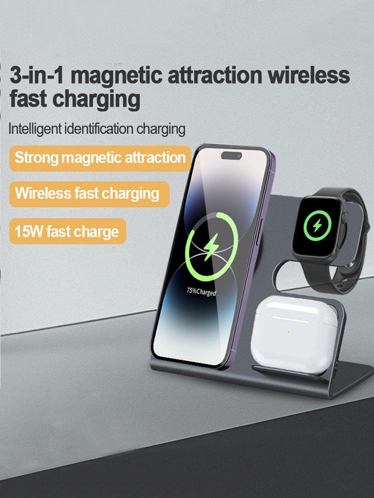 Desktop 3 In 1 Magnetic Wireless Charger Stand