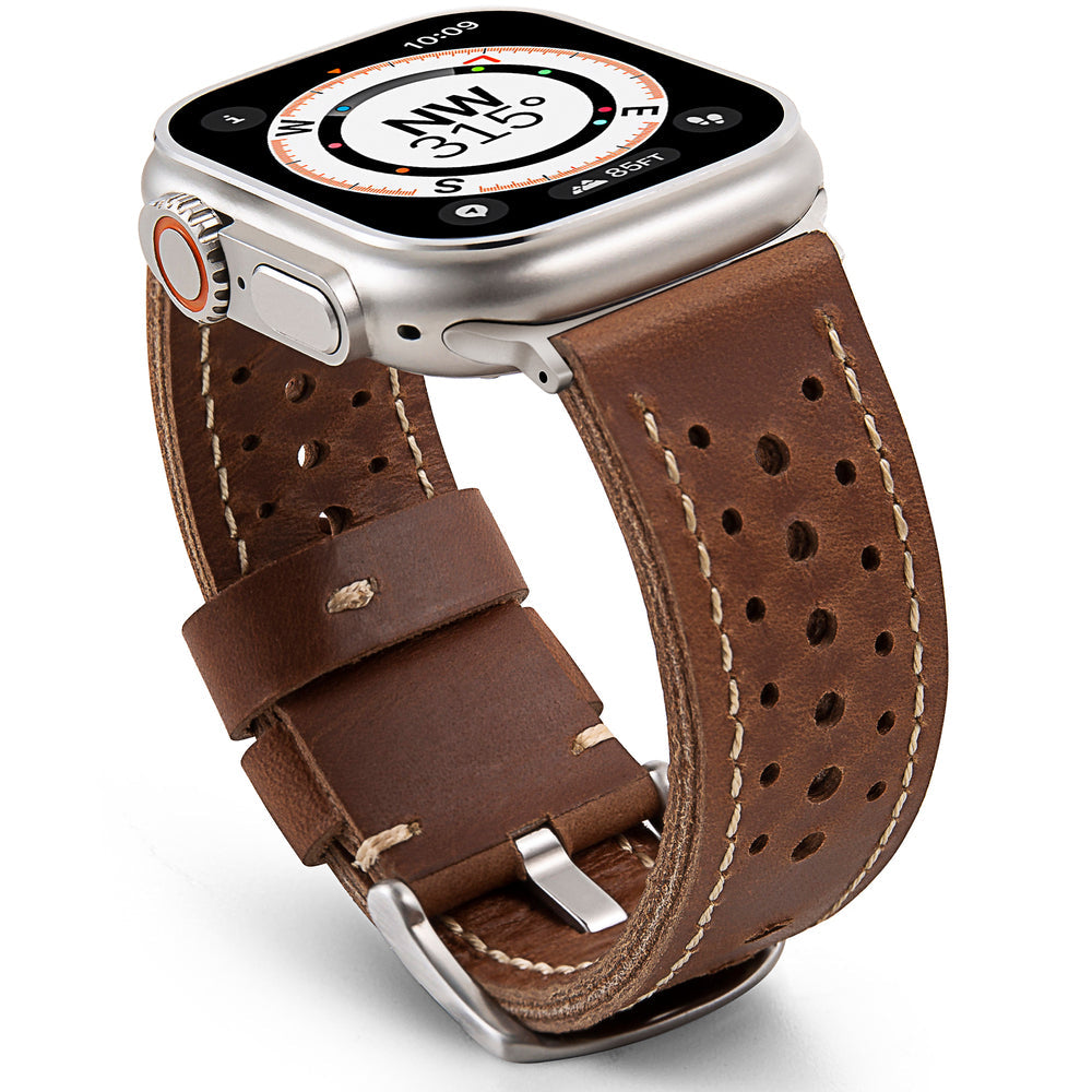 Vintage Racing Leather Band For Apple Watch